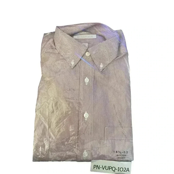 Roundtree & Yorke Gold Label Mens Dress Brick Strips Shirt Size 14 1/2 - Picture 1 of 2